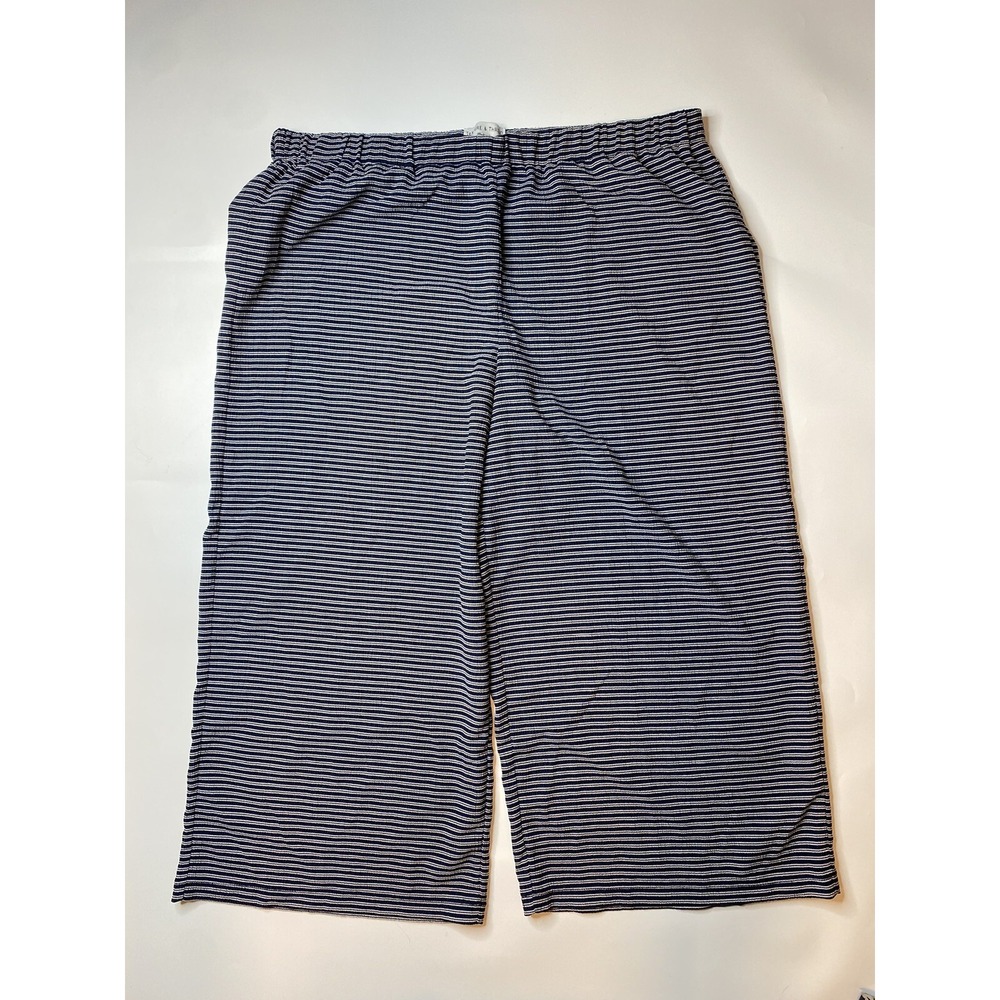 Madewell Pants Women's 2XL Wide Leg Cropped Navy Blue White Stripes Casual